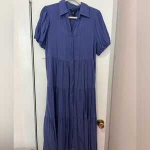 Tahari Long Sleeve Blue Dress